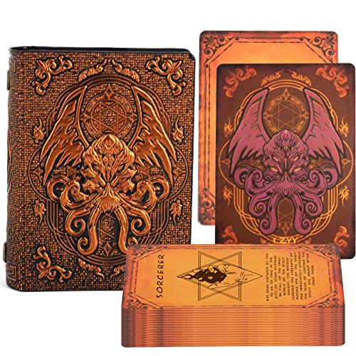 DND Spellcard Holder Cthulhu geprägtes Hardcover Spellbook Deck Case mit 54 leeren Karten Tabletop Gaming Zubehör für Dungeons and Dragons, RPG, Kartenspiel (Bronze) von CZYY