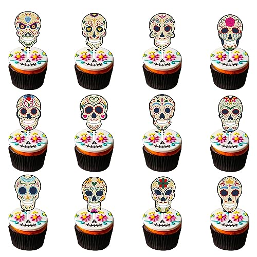 36 Stück Halloween Cupcake Toppers Tag der Toten Cupcake Topper Pick für Halloween Party Dekoration Supplies von CZolden