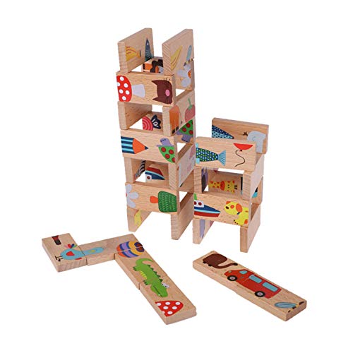 CaCaCook 28 Teile/Satz Tier Farbige Bausteine ​​Set Holz Puzzle Pädagogisches Spielzeug Baby Spiele Pädagogisches Spielzeug Puzzles für von CaCaCook