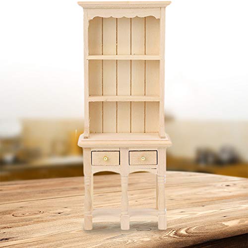 CaCaCook Miniatur-Bücherregal mit 3 Ebenen mit Schubladen, Möbel-Dekoration für Puppenhaus, 1:12, ideales Puppenhaus Zubehör (einfaches Modell) von CaCaCook