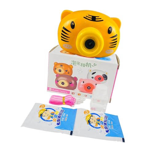 CaCaCook Niedlicher Tiger-Design-Kamera-Blasenmacher, Verdickter Kunststoff-Blitz-Musik-Blasenmaschine-Partyspielzeug für Kinder über 3, Blasengebläse, Fabelhaft für Unterhaltung von CaCaCook