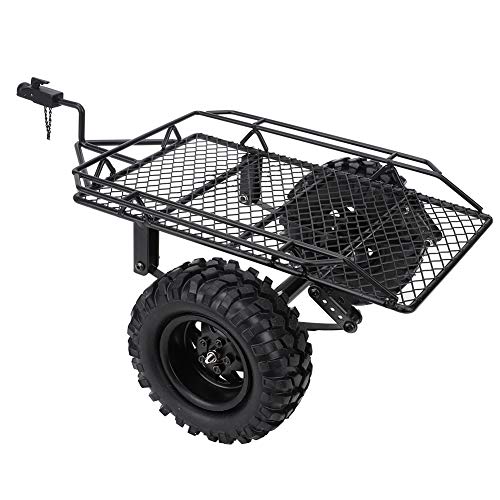 CaCaCook RC-Anhänger, Metall-RC-Eimer-Nachlaufwagen, Simulations-Nachlaufwagen-Crawler-Autoteile, Modellautozubehör für D90 SCX10 CC01 1/10 Teile (Schwarz) von CaCaCook