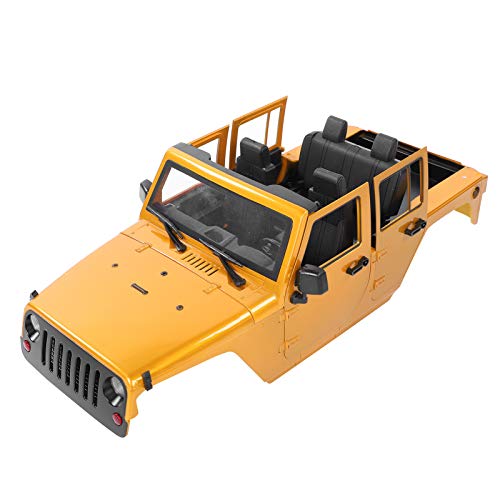 CaCaCook RC-Auto-Pickup-Karosserie, RC-Auto-Karosserie, 313 Mm Radstand, Offene Karosserie, Zubehör, Kompatibel mit SCX10 90046 1/10 RC-Automodell (Gelb) von CaCaCook