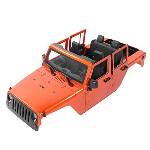 CaCaCook RC-Auto-Pickup-Karosserie, RC-Auto-Karosserie, 313 Mm Radstand, Offene Karosserie, Zubehör, Kompatibel mit SCX10 90046 1/10 RC-Automodell (Orange) von CaCaCook