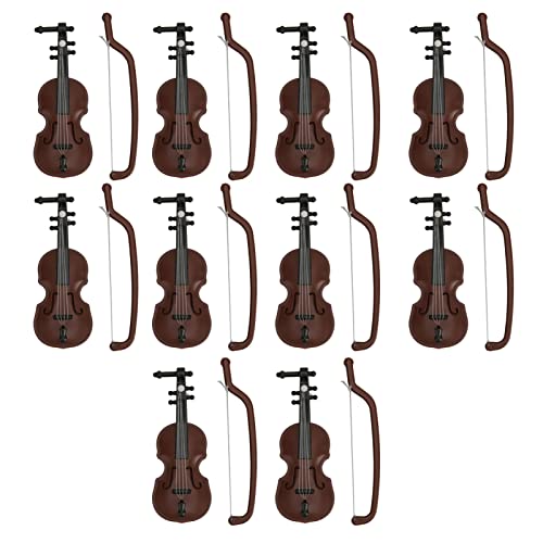 Miniatur-Violine der Welt, Kleinste Violine, 10 Sets Puppenhaus-Violine, Mini-Spielzeug-Violine-Modell, Niedlicher Stil, Lebendiges, Attraktives Kunststoffmaterial, Kleine von CaCaCook