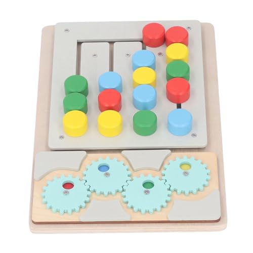 Montessori Lernspielzeug Puzzle Farbe Vorschulpädagogisches Holzspielzeug Farblich Passendes Labyrinthspielzeug Rotierendes Buntes Zahnradbrett aus Holz von CaCaCook