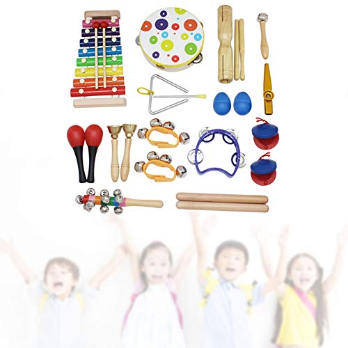 Pädagogische Musik, 26 X 26 X 13, 19-teilig, Ungiftig, Umweltfreundlich, Musikinstrumenten-Set für Kinder, Frühpädagogisch von CaCaCook