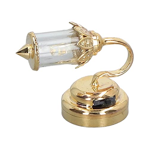 Puppenhaus-Miniaturlampe Im Maßstab 1:12, Goldener Transparenter Lampenschirm aus Metall, Miniatur-Puppenhauslampe, Puppenhaus-LED-Vintage-Lampe für Puppenhaus-Lampendekoration von CaCaCook