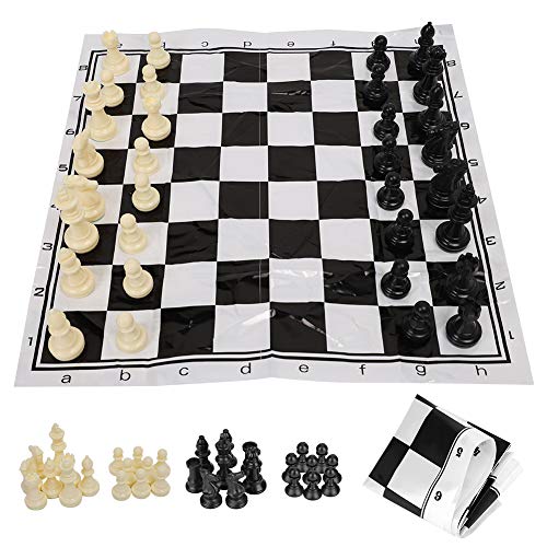 Schachbrett-Schachbrett-Set, 17 X 13 X 5, Tragbar, Kunststoff, Internationales Schach, Mittelalterliches Unterhaltungsbrettspiel-Set, Schwarz und Weiß von CaCaCook