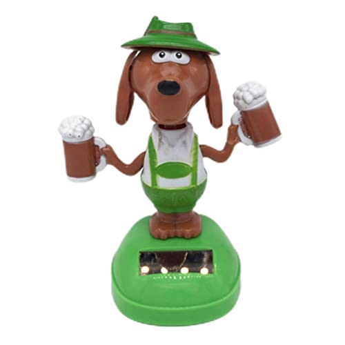 Solarbetriebene Tanzspielzeuge, 13 * 7 * 6 Solar-Tanzspielzeug, Cartoon-Hundefigur mit Bier, Solar-Schaukelspielzeug, Auto-Dekoration, Heim-Auto-Ornament, Kinderspielzeug, von CaCaCook