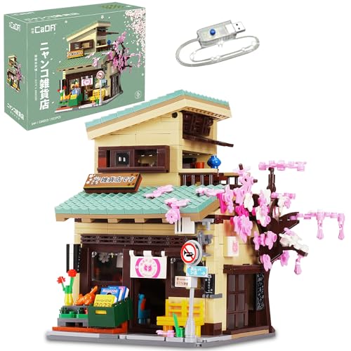 CaDA C66015W Japanisches Kitty`s Grocery Klembausteine ​​​​Technik, 921 Teile MOC Street View Serie Haus, modularer Hausbaustein-Modellsatz für Jugendliche und Erwachsene von CaDA