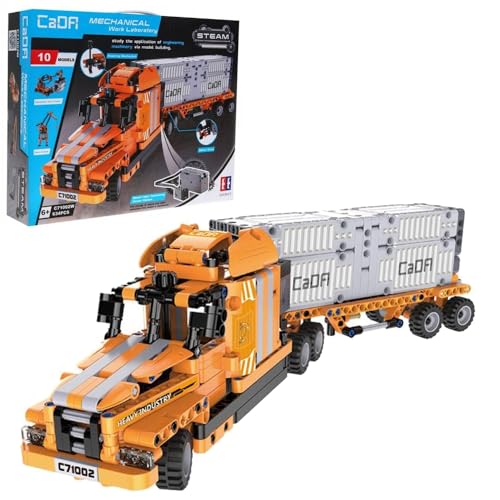 CaDA 10in1 Hafen-Set (Truck, Hänger, Gabelstapler, Lader, Kräne, Container UVM!), 634 Teile (kompatibel z.B. mit Lego Technic z.B. 42062 42078 8285 42062 42079 8416 42061) C71002W von CaDA