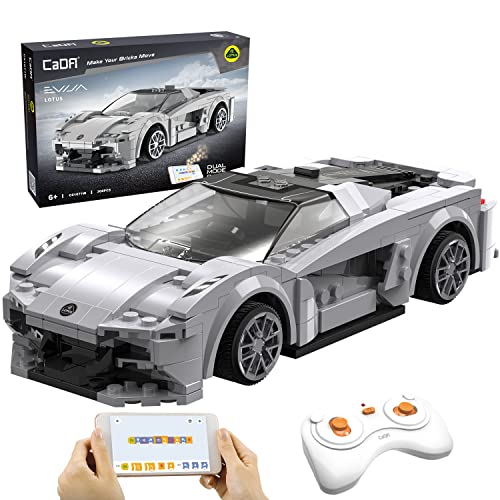 CaDA Ferngesteuertes Auto Klemmbausteine Dual Control 308Pcs Lotus License C51071W Rc Auto Bausteine Set Spielzeug ab 2 Jahre, STEM Auto Spielzeug Klemmbausteine von CaDA