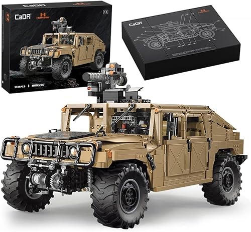 CaDA Master C61036W Hanma H1 1:8 Technologie Off-Road Fahrzeug Klemmblöcke, 3935 Stücke SUV, 4x4 großes gepanzertes Kampffahrzeug Modell, autorisiertes Auto Modell für Erwachsene von CaDA