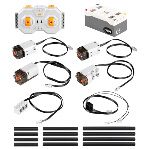 CaDA Motor Power Pack mit 1 M Motor, 2 L Motoren, 1 Servomotor, Fernbedienung und Batteriebox, kompatibel mit verschiedenen Klemmbaensteine ​​​​Technik Auto Power Funktionskits von CaDA