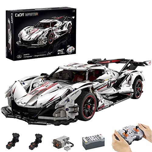 CaDA C61053w 1:8 Technik-Sportwagen-Bausteine, 4449 Teile v12 Hypercar Apollo IE mit 3 Motoren, großes ferngesteuertes Technik-Auto-Moc-Klemmbaustein-Set von CaDA