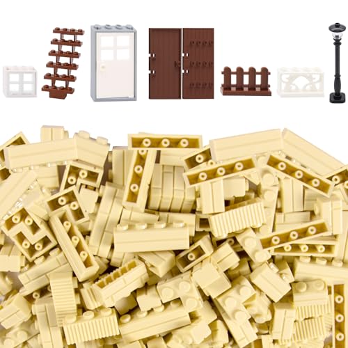 Cabeeskii 337 Stück Bausteine, Masonry Profile Bricks, Enthält Steine Fenster Türen Zäune Sets zubehör, Kompatibel für Major Brand lego Brick Building von Cabeeskii