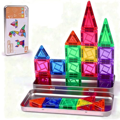 Cabeeskii Magnetische Bausteine für Kinder, 30-teilige Mini-Magnetfliesen, Reisespielzeug für mit Metalldose, tragbares STEM-Bauspielzeug für Geschenk Jungen und Mädchen ab 3 Jahren Cabeeskii Magnetische Bausteine für Kinder, 30-teilige Mini-Magnetfliesen, Reisespielzeug für mit Metalldose, tragbares STEM-Bauspielzeug für Geschenk Jungen und Mädchen ab 3 Jahren von Cabeeskii