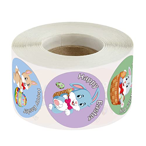 Cabilock 1 Rolle 500St Osteraufkleber Sticker Ostern Aufkleber Ostern zu Ostern Füllstoffe Ostern themenkorb runde Siegelaufkleber -Siegelaufkleber Kupferplattenaufkleber von Cabilock