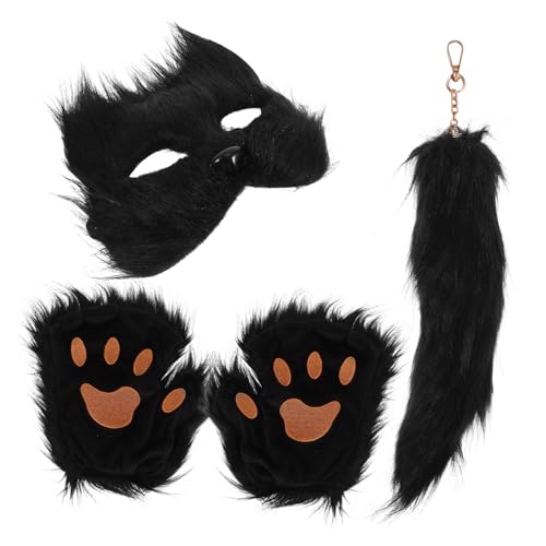 Cabilock 1 Satz Fuchs-masken-set Pelziger Fuchsschwanz Halloween-maske Flauschiger Maskenfuchs Maskerade Fuchsmaske Pelziger Fuchsmaske Für Halloween-cosplay Fursuit Black Stoff von Cabilock