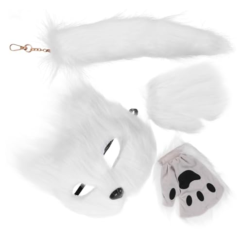 Cabilock 1 Satz Fuchs-masken-set Wolf Kostüm Fuchsschwanz Kostüm Damen Flauschiger Maskenfuchs Fursuit Fuchsschwänze Maske Für Cosplay Fuchs Halbmaske Fuchsohren Und Weiß Stoff von Cabilock