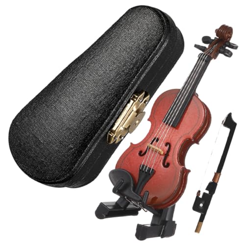 Cabilock 1 Satz Geigenornamente Geigenmodell Mini-Geige Miniaturinstrument Geigenschmuck Miniaturgeige Desktop- Kleine Geige Miniatur-geigenstütze Violine Musikinstrument Holz von Cabilock