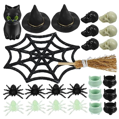 Cabilock 1 Satz Miniaturen zum Basteln kleine Hexenfigur Massenspielzeug Puppe Halloween Costume Halloween Kleidung beoilers Miniaturkessel Halloween- -Miniaturen Plastik Black von Cabilock