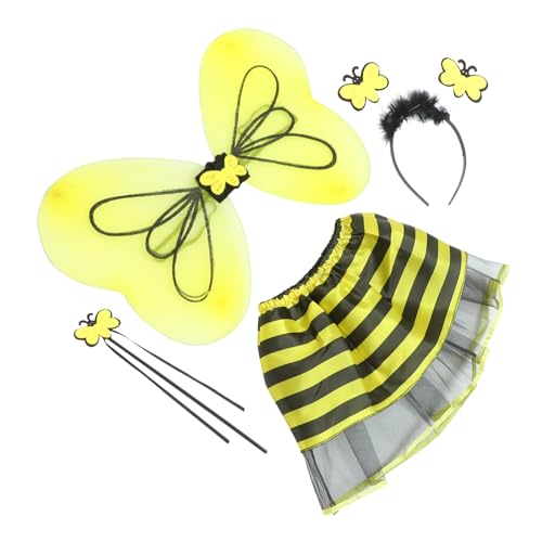 Cabilock 1 Satz Schmetterlingsflügel eingestellt Haarzubehör Mädchenkostüm Mädchen Kleidung feenrock Fairy Skirt Kinderparty Kinderkostüm Kleid Engelsflügel für Plastik Yellow von Cabilock