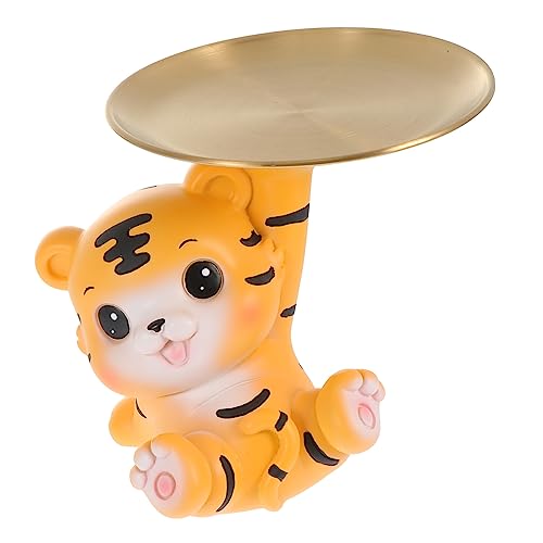 Cabilock 1 Satz Tiger Tablett Schmuckhalter Aufbewahrungsschmuck Tablett-Ornament dekotablett Polster für paletten dekoratives Tablett Tablettdekoration für zu Hause Edelstahlplatte Golden von Cabilock