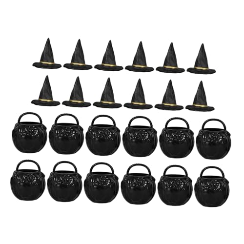 Cabilock 1 Set Hexenhut Eimer Mikro Landschaftsdekoration Hexenhut Mini Miniaturkessel Kunststoff Minikessel Mini Hexenhut Mini Halloween Kessel Halloween Miniaturkessel von Cabilock