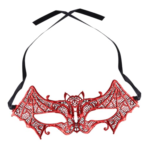 Cabilock 1 Stk Fledermaus-Augenmaske aus heißer roter Spitze Rotkäppchen Halloween Halbgesichtsmaske the hallow halloween mitgebsel Cosplay-Maske Fledermaus Maske bilden von Cabilock