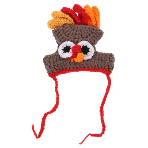 Cabilock 1 Stück Gestrickte Truthahn Mütze Thanksgiving Lustige Mütze Hund Truthahn Kostüm Haustier Truthahn Kopfbedeckung Kostüm Pudel Hundemütze Hund Truthahn Stirnband Hüte von Cabilock