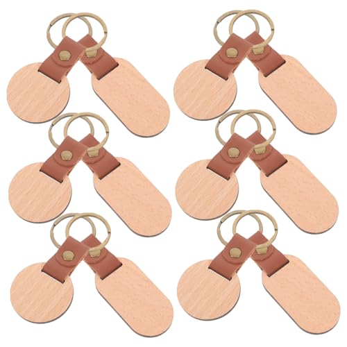 Cabilock 10 Stück Gravierte Schlüsselanhänger Zum Basteln Holzrohling Schlüsselanhänger Anhänger Holzschlüsselanhänger Holzschlüsselanhänger Rohling DIY Holzschlüsselanhänger von Cabilock