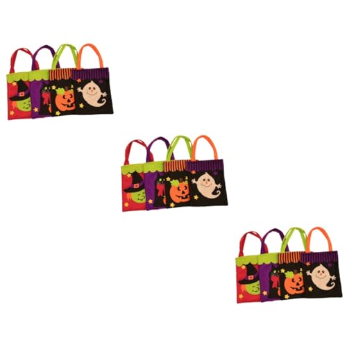 Cabilock 12 Stk Halloween-einkaufstaschen-geschenktasche Tragetasche Bonbontüten Aufbewahrungstasche Halloween-tasche Tragbare Geschenktüten Tasche Mit Halloween-muster Gebürstetes Tuch von Cabilock