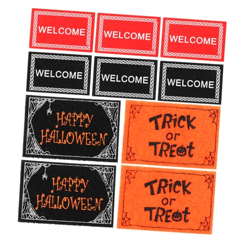 Cabilock 12 Stück Halloween Deko Bodenmatte Halloween Puppenhaus Zubehör Miniatur Puppenhaus Teppiche Halloween Miniteppich Halloween Willkommensschild Miniatur Bodenmatte Vliesstoff von Cabilock