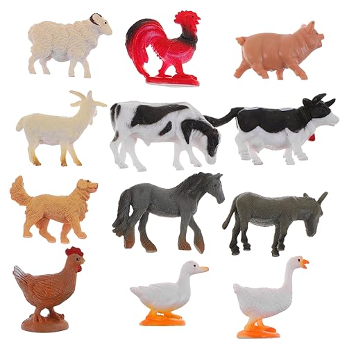 Cabilock 12 Stück Simulation Bauernhof Geflügel Tiermodell Spielzeug Spielzeug Miniatur Tierornament Miniatur Nutztier Mini Spielzeug Tiermodelle Für Zuhause Tierornament Für Schreibtisch von Cabilock