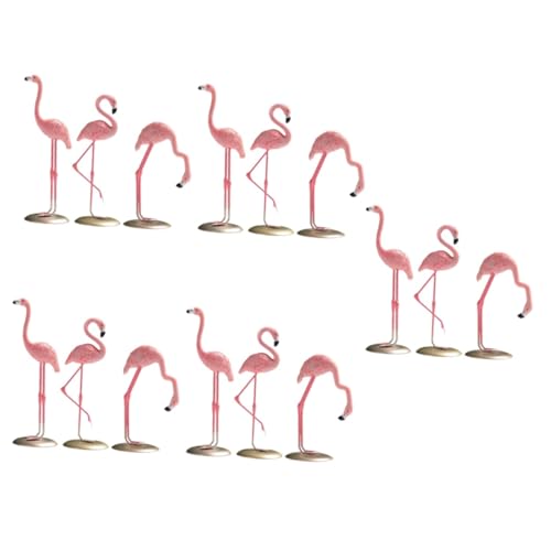 Cabilock 15 STK Desktop-Dekoration Ornamente Flamingo-Ornamente Flamingo-gartenstatue Tisch-Flamingo-skulptur Flamingo-vögel-Statue Flamingo-Dekoration Flamingo-tierfigur Büro Legierung von Cabilock