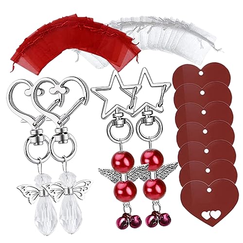 Cabilock 150 Sätze Engel Schlüsselanhänger Weihnachts-schlüsselanhänger Schlüsselanhänger Mit Taschen Wächter Charme Engel Charm Schlüsselanhänger Babyschlüssel Schutzengel Charme Abs von Cabilock