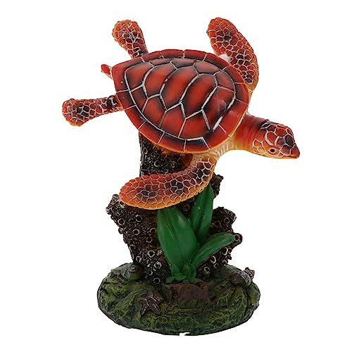 Cabilock 1stk Schildkröten-Ornamente Perlen Tank Reptilienterrarium Dekorationen Für Schildkrötenpanzer Figur Schildkrötenkissen Aquarium Schildkrötenplattform Halter Orange Harz von Cabilock