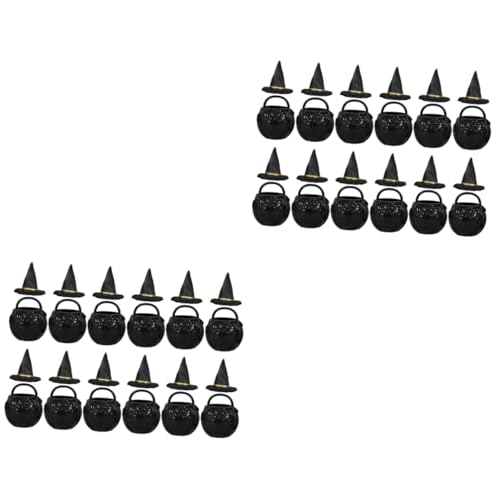 Cabilock 2 Sets Hexenhut Eimer Glas Miniatur Kessel Miniatur Hauszubehör Mini Kessel Töpfe Halloween Miniatur Ornamente Party Halloween Anhänger Miniatur Hexenhut Spielzeug von Cabilock