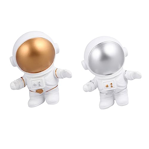 Cabilock 2 Stück Astronauten Ornamente Puppen Cupcake Topper Kuchen Ornamente Heimdekoration Kuchendekorationen Quastenbesatz Kuchenzubehör Mini Spielzeug Zahlenspielzeug von Cabilock