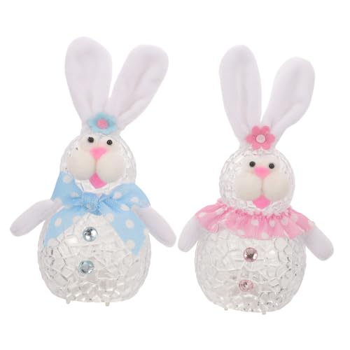 Cabilock 2 Stück Hase Puppe Spielzeug Nachtlicht Ostern Ornament Raumlicht Kinder Schlafzimmer Lampe Tischplatte Nachtlampe Tischleuchte Nachtlampe Schlafzimmer Nachtlicht Tuch von Cabilock