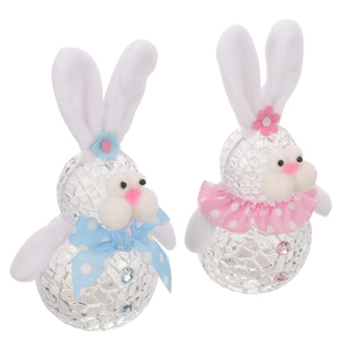 Cabilock 2Pcs Kaninchenpuppen Ornamente Für Ornament Für Kleinkinder Für Babys Nachtlicht Tischleuchte Kaninchenkinder Schreibtisch Licht Kunststoff Plastik von Cabilock