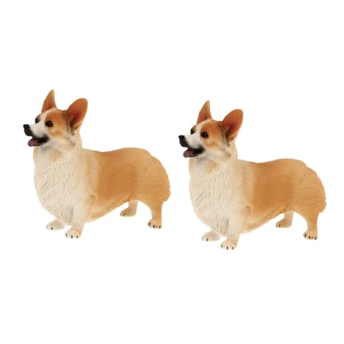 Cabilock 2St Corgi-Hundeverzierung Hundefiguren Pudel heiser Hundefotoverzierung Plüsch Animal Figures Dog Toy Dog Statue Hundestatue Hundefigur Kleines Corgi-Modell Plastik von Cabilock