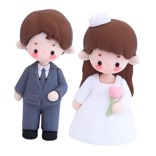 Cabilock 2St Hochzeitstorte-Puppe brautpaar figuren Statue zum Hochzeitstag Miniatur-Paar-Figur Auto-Armaturenbrett-Ornament Herr Frau Kuchendekor Hochzeitstortenfiguren weiches Gummi von Cabilock