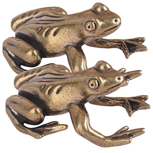 Cabilock 2St Messing Frosch bürodeko büro Dekoration festzelt einzigartige Messing Tierfigur Gartenfrosch Ring Haken gummiartig Froschzimmerdekoration Frosch Hof Golden von Cabilock