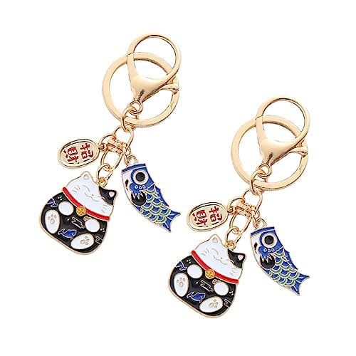 Cabilock 2St Schlüsselbund Schlüsselanhänger glucksbringer key chain schlüsselkette Katze Anhänger Maneki-Charme Schlüsselringe Tasche hängende Dekoration Schulranzen dekor Zinklegierung von Cabilock