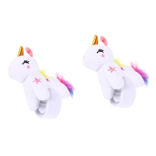 Cabilock 2St Slap-Armband Schlagarmband Kuscheltiere gefülltes Armband einhorn Handgelenkband Kinderspielzeug Armbänder Partygeschenk Armband für die Dekoration Plüsch Weiß von Cabilock