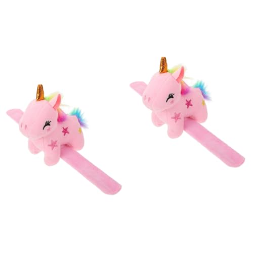 Cabilock 2st Slap-armband Einhorn-slap- Cuties-manschette Einhorn-druckknopfbänder Schnapparmband Kinderarmbänder Animal-slap-armbänder Einhorn Stofftier Einhorn-armband Rosa Plüsch von Cabilock