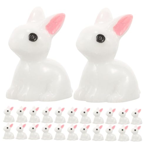 Cabilock 30 Stück Mikro Landschaft Weißes Kaninchen Hase Kunstharz Bastel Kaninchen Figuren Mini Hasen Miniatur Kaninchen Statue Tier Dekoration Desktop Kaninchen Dekoration Mikro von Cabilock